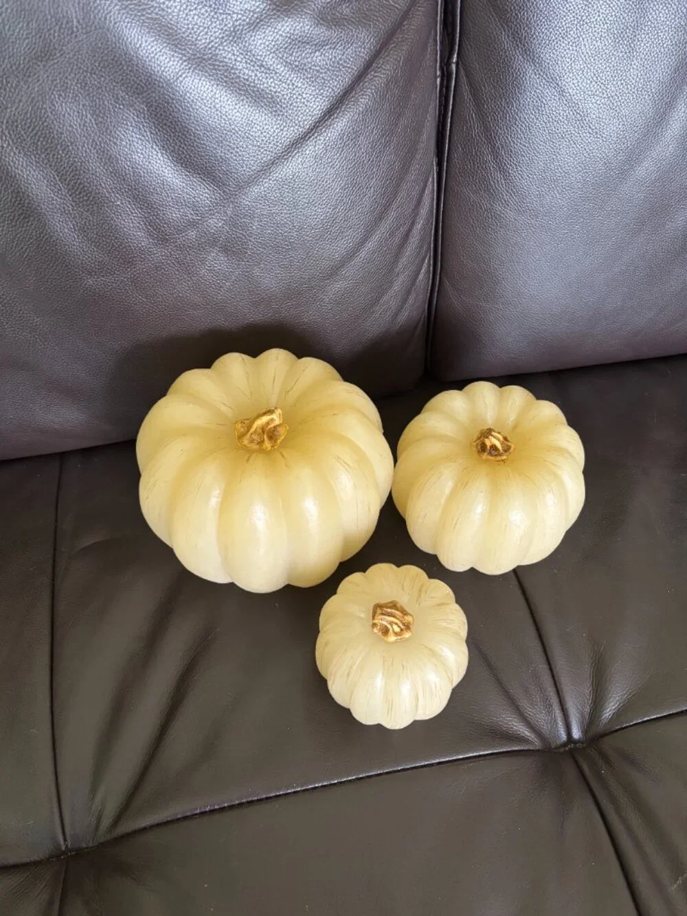 Valerie Parr Hill Stacking Illuminated Wax Pumpkins - Ivory (Set of 3)